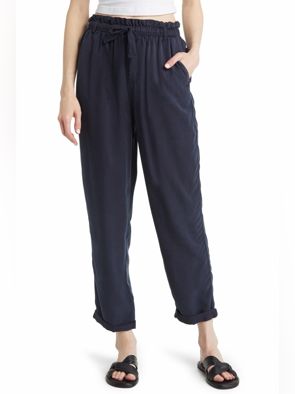 New Treasure & Bond Women’s Beach Navy Drawstring Relaxed Pants Size Medium